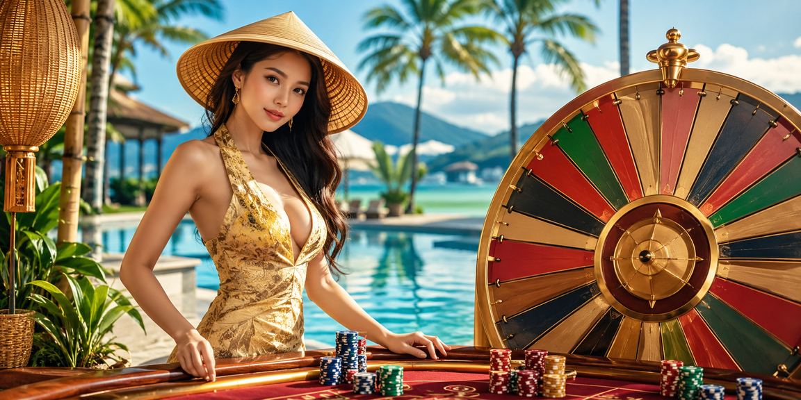 Người phụ nữ đội nón lá tham gia quay số may mắn tại Nha Trang với không khí lễ hội